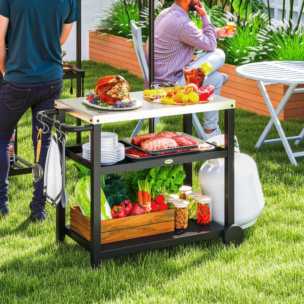 Carrello Servizio BBQ ¨C Zephmum ¨C Grigio 102x50x81 cm