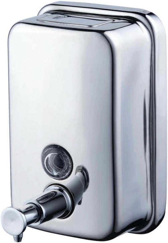 Dispensatore di Sapone Liquido a Mano - Montaggio a Parete - 500ml - Cromo - Acciaio Inossidabile