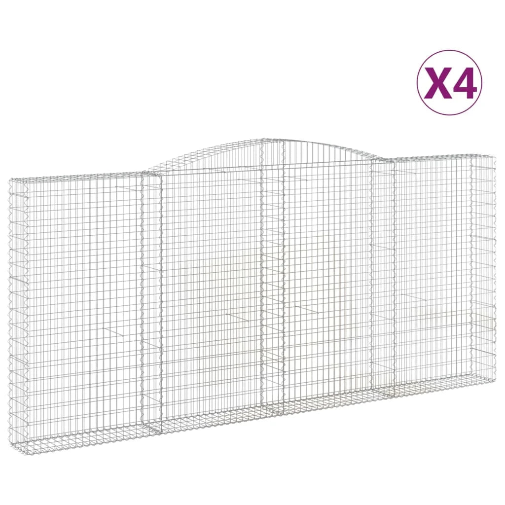 Set di 4 gabbioni ad arco per recinzioni a gabbia e muri di contenimento 400 x 30 x 180/200 cm ferro zincato argento 02_0041481