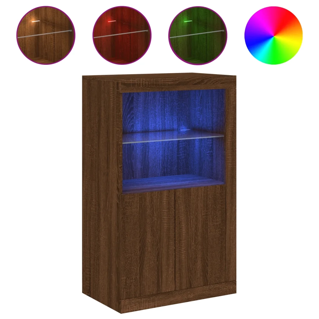 Armadietto con Luci LED Rovere Marrone in Legno Multistrato 836629