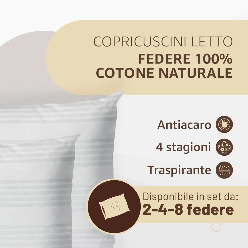 SONIT - Copricuscino Letto - Federe Cuscino per Camera - Coprifedere Cuscini Letto Con Cerniera - Dimensione 50x80 Pacco da: 2