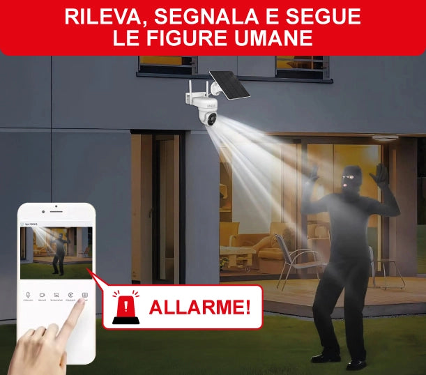 Telecamera Smart WiFi Solare FHD 1080P IP65 da Esterno – Bianca