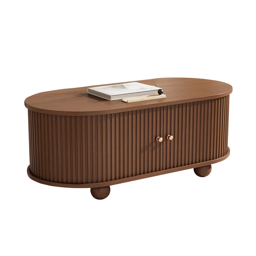 Tavolino noce - Xylo - 100x50cm porte scorrevoli 360°