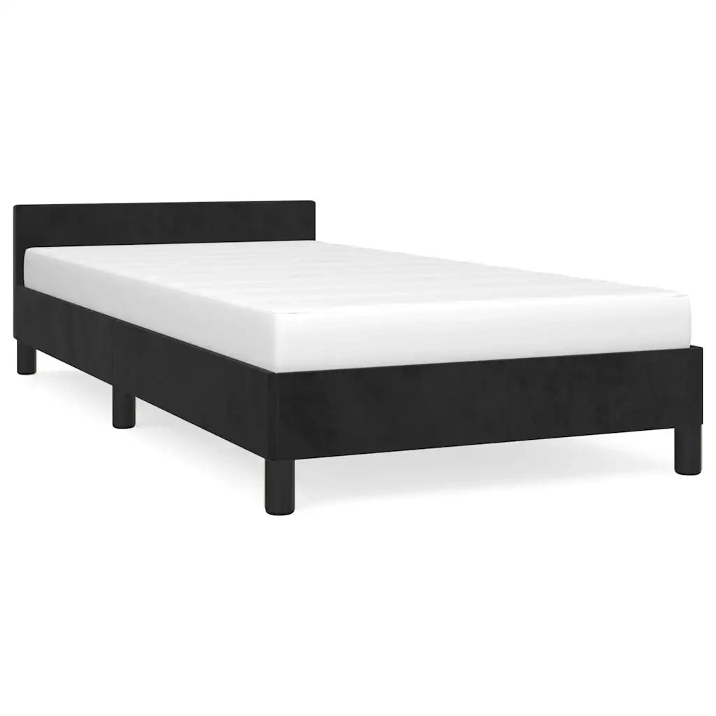 Giroletto con Testiera senza Materasso-Struttura Letto Nero 80x200 cm Velluto