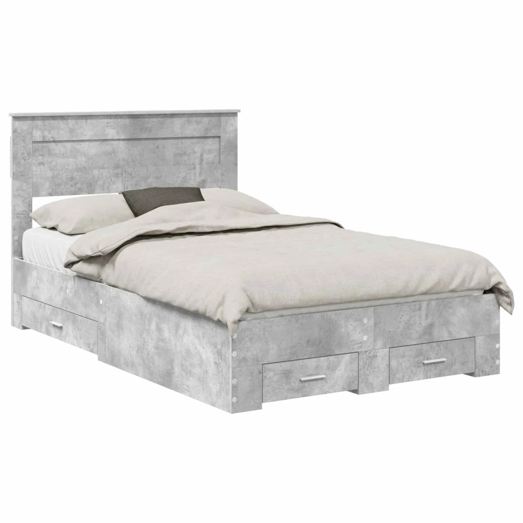 Struttura del letto con testiera Grigio cemento 135 x 190 cm