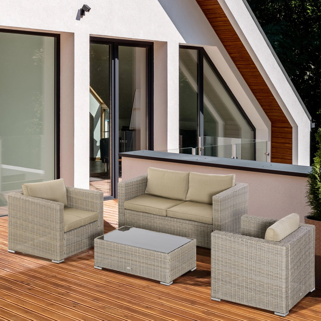Set salotto da esterni in rattan ¨C zephmum ¨C kaki e beige