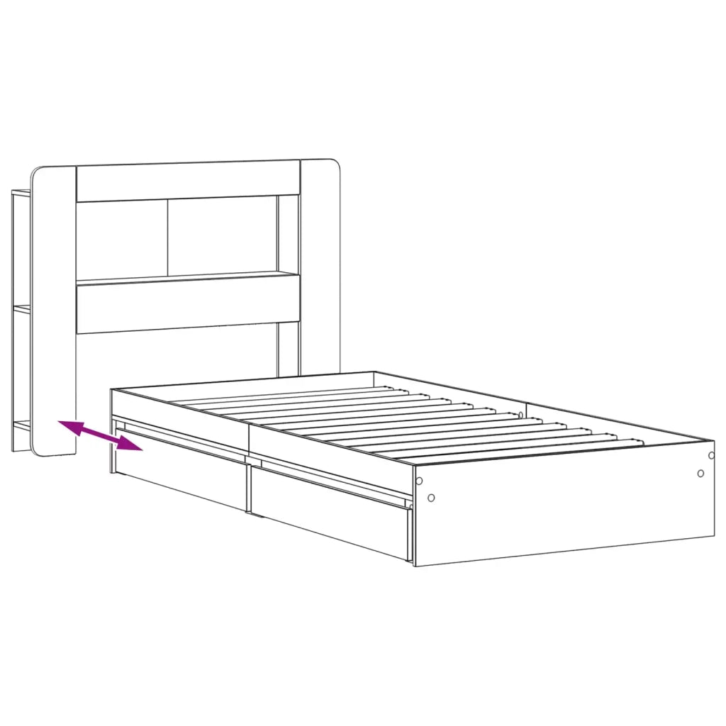 Telaio del letto con storage con cassetto Nero 75 x 190 cm 3433611