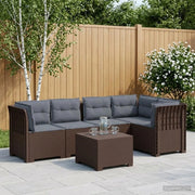 Divano da Giardino 5 Posti con Cuscini Stile Rattan PP Marrone 3444093