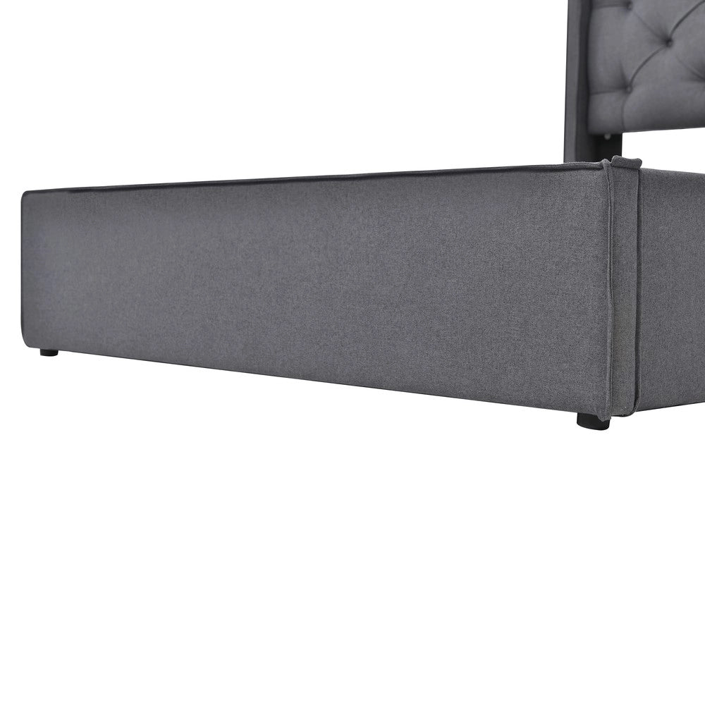 Letto Contenitore Matrimoniale Imbottito ¨C Xylo ¨C Tessuto Grigio 140x200