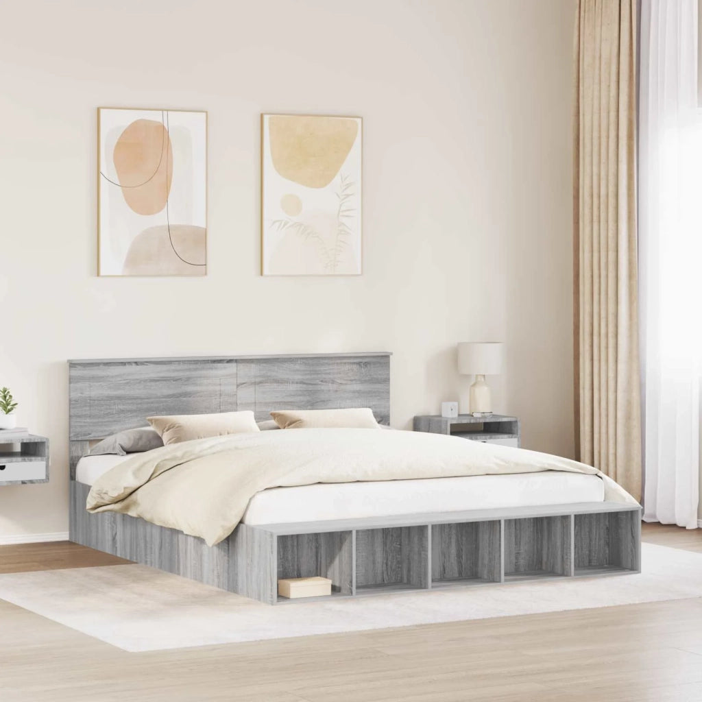 Struttura del letto con lo scaffale Grigio Sonoma 200 x 200 cm 3408338