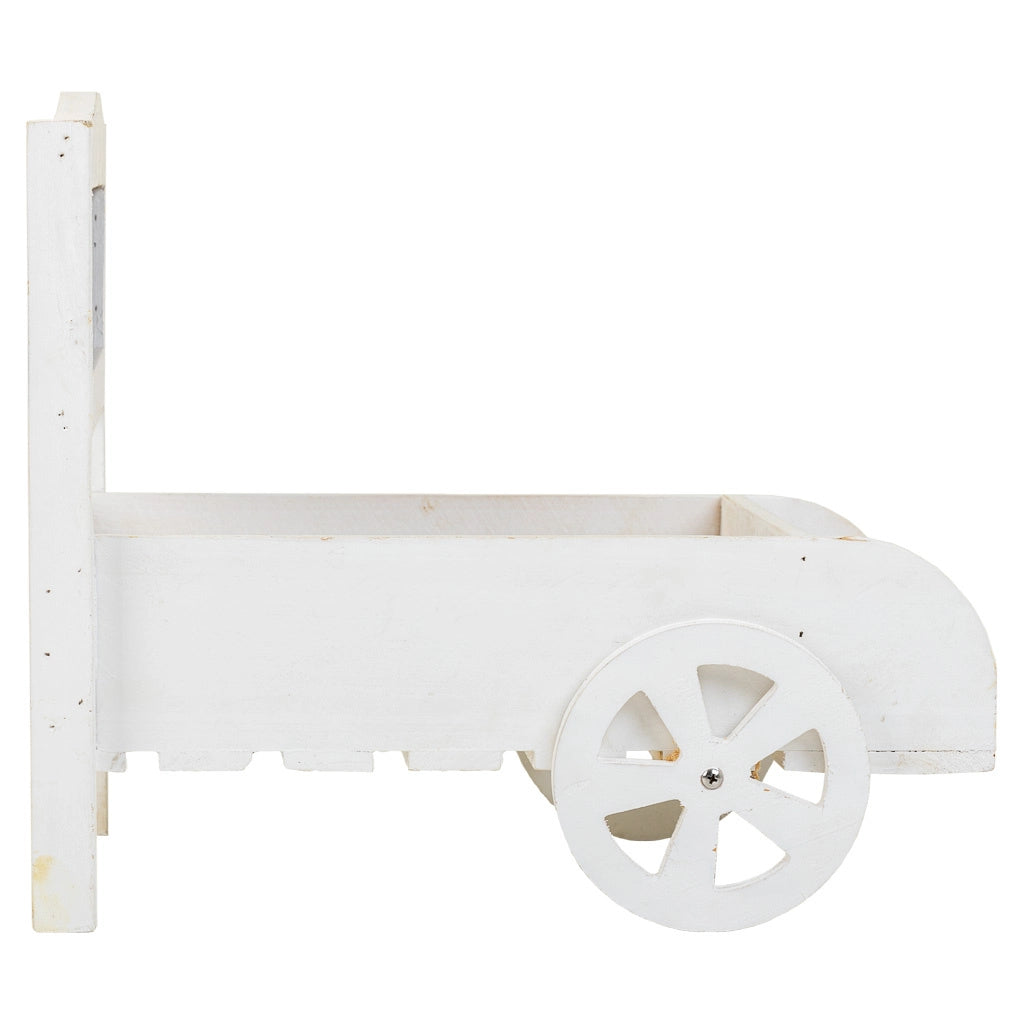Supporto carrello portafiori in legno bianco 38x31,5x24h