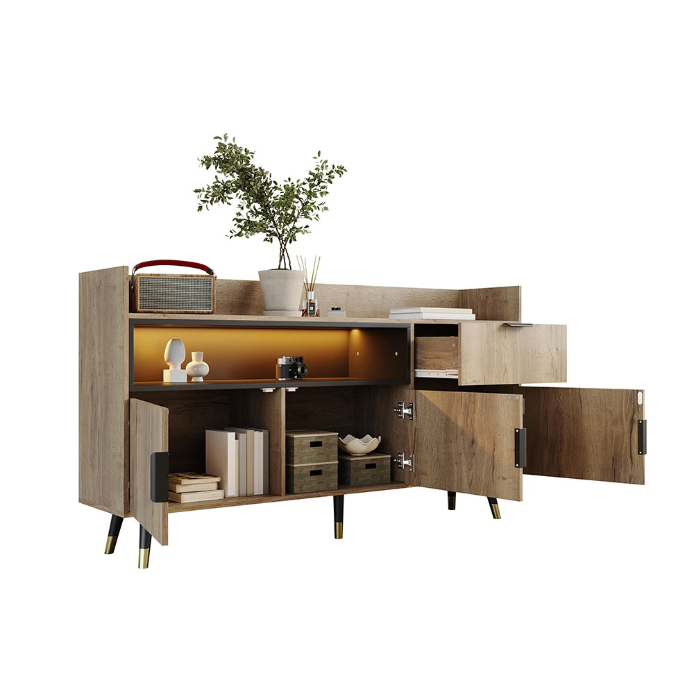 Buffet moderno minimalista - Xylo - Ripiani aperti, cassetti pratici, ante battenti