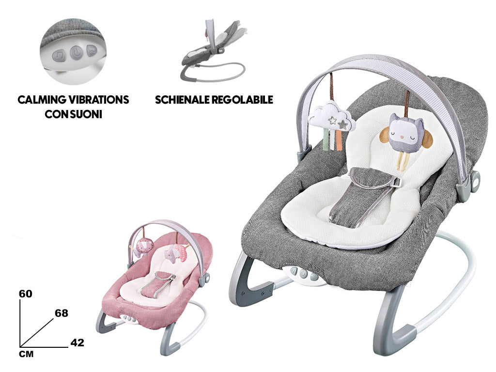 Sdraietta Dondolo con Musica per Bambini 60x68x42 cm  in Acciaio e Poliestere Baby Soft