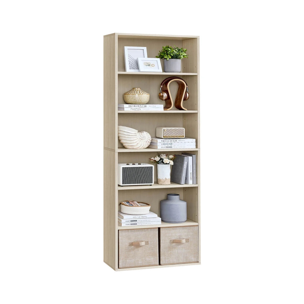 Libreria/mobile contenitore a 6 ripiani per soggiorno ufficio camera da letto stile scandinavo 40 x 24 x 1785 cm beige 12_0004253