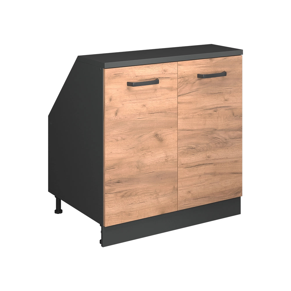 Mobile cucina sottotetto R-Line Rovere dorato/Antracite 80 cm con 2 porte, carcassa 60 cm profondità Vicco