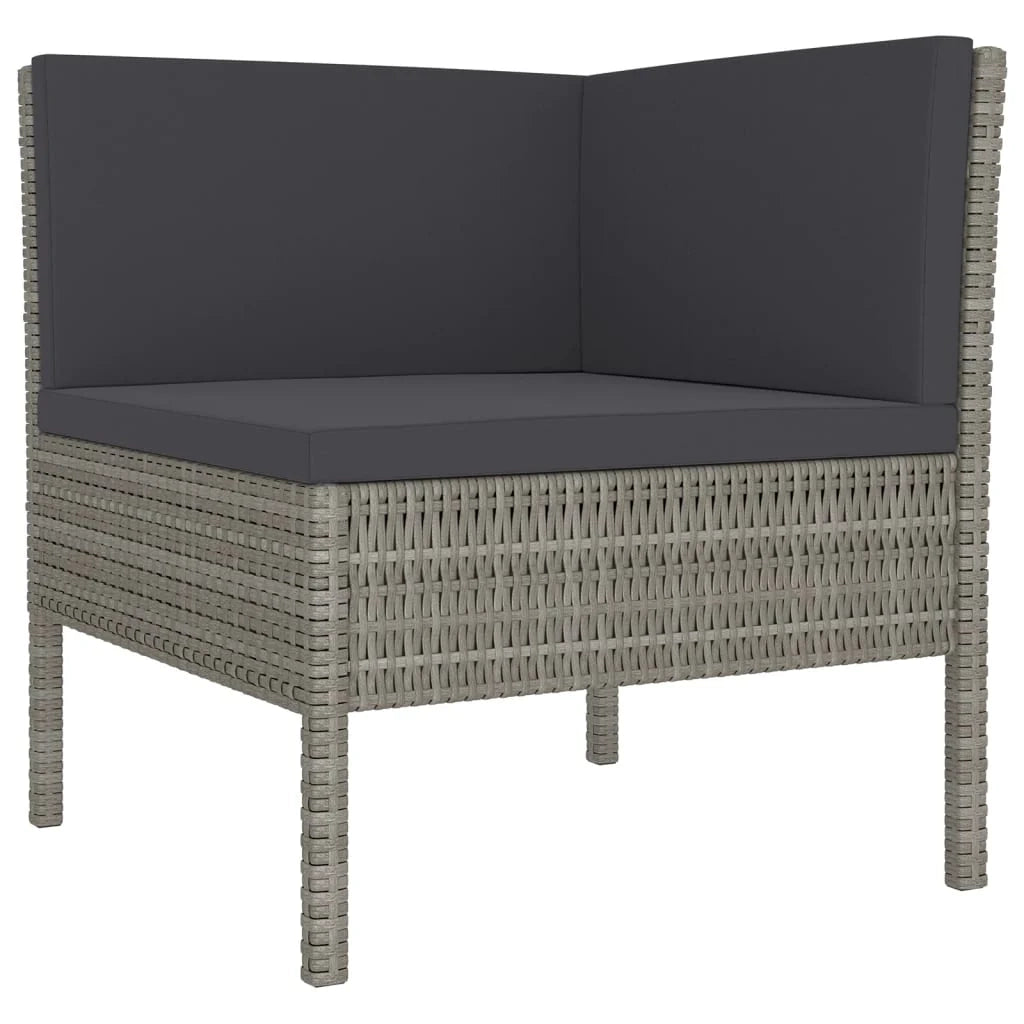 Set di mobili da giardino mobili da esterno 11 pezzi con cuscini resina intrecciata grigia 02_0015408