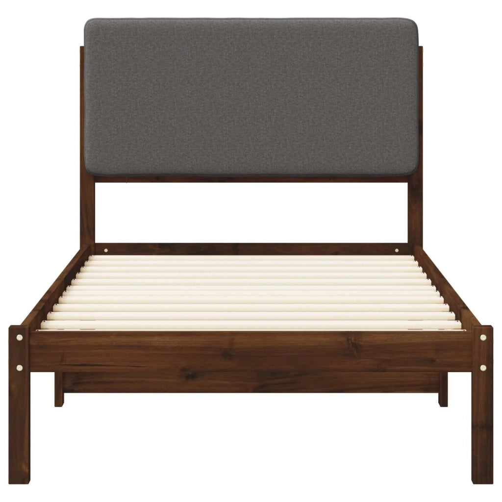 Letto con Testiera Rivestita Marrone scuro e grigio chiaro 904022