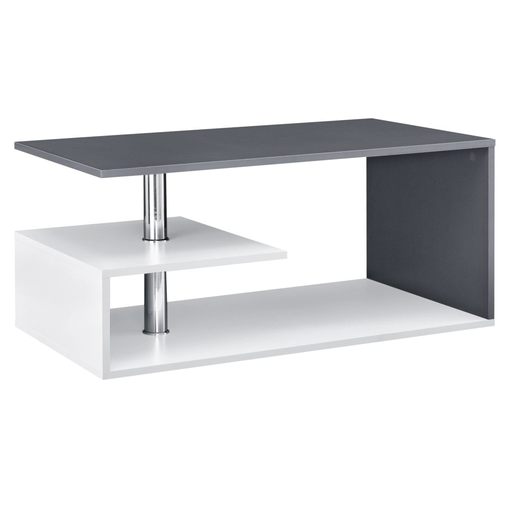 Tavolino da Salotto Haarlem con 3 Piani 90 x 50 x 41 cm - Grigio Scuro / Bianco [en.casa]