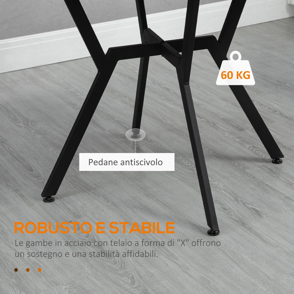 Tavolo da Pranzo Rotondo ¨C zephmum ¨C Legno e Acciaio Nero e Marrone ?90x76 cm