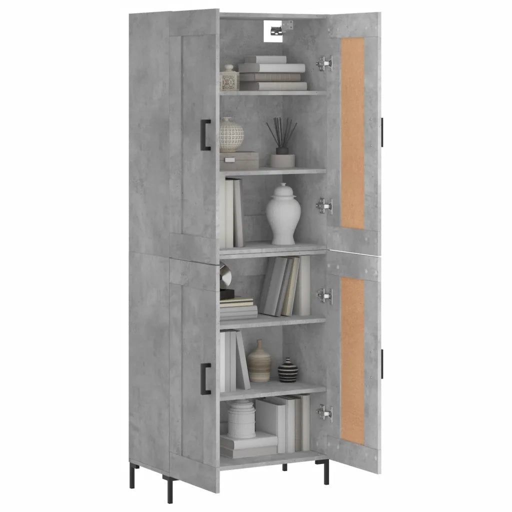 Credenza-Buffet-Armadio da cucina Grigio Cemento 69,5x34x180 cm in Legno Multistrato 733594