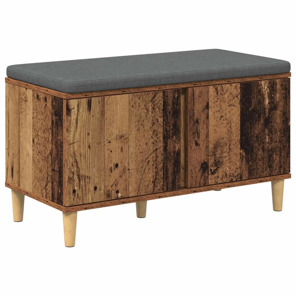 Panca per ingresso con cuscino Legno vecchio 80 x 38 x 46 cm 891534