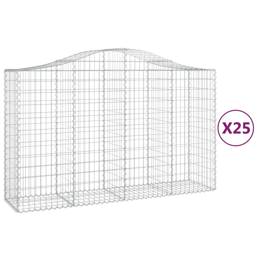 Cesti Gabbioni ad Arco 25 pz 200x50x120/140 cm Ferro Zincatocod mxl 123926