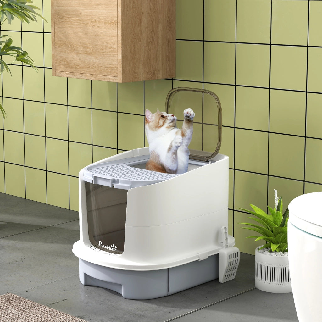 Casetta per gatti chiusa con porta ¨C zephmum ¨C 40.5x52.5x42.5 cm grigio
