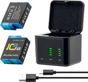 Set di batterie ricaricabili (2000 mAh 2-pack) con adattatori USB per GoPro Hero - Kit di 2 batterie e 1 caricabatterie
