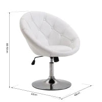 Sgabello da Lavoro, Sgabello Girevole, Sedia da Ufficio, Cromato, Regolabile in Altezza, PU e Acciaio, 56x71x78,5-90,5 cm, Bianco