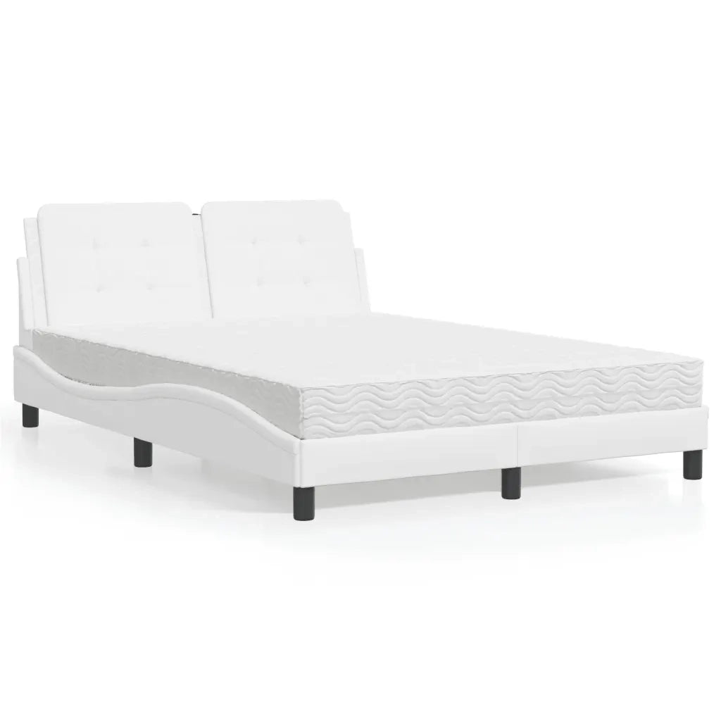 vidaXL Letto con Materasso Bianco 140x200 cm in Similpelle