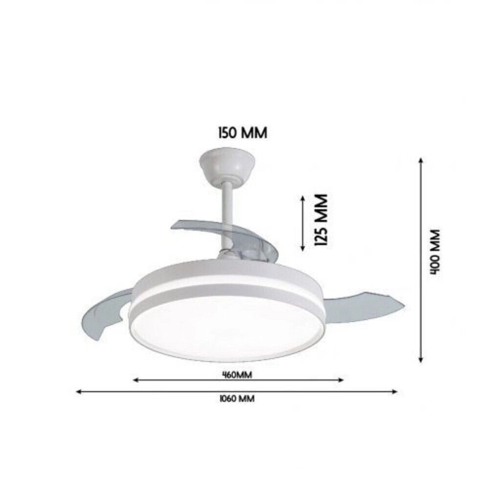 Trade Shop - Plafoniera Moderna Led Con Ventilatore Soffitto Cambia 3 Luci Telecomando F7189 -