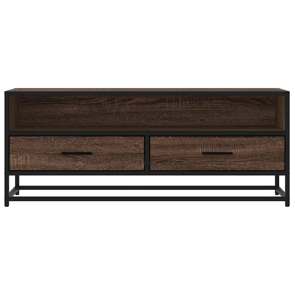 Mobile TV Rovere Marrone 100x34,5x40 cm Multistrato e Metallo 848818