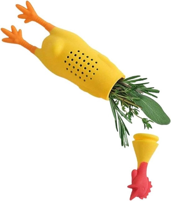 Contenitore di conservazione di erbe in silicone, infusore di erbe, gadget multifunzionale per spezie e zuppe (Giallo)
