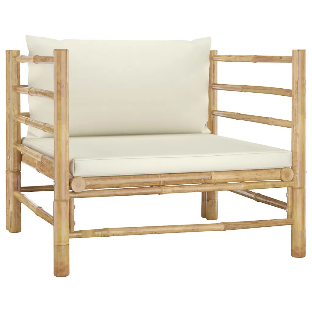 Set Divani da Giardino 8 pz con Cuscini Bianco Crema in BambÃ¹ cod mxl 39993