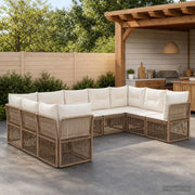 Set Divano da Giardino 9 pz Beige polyrattan 3434340