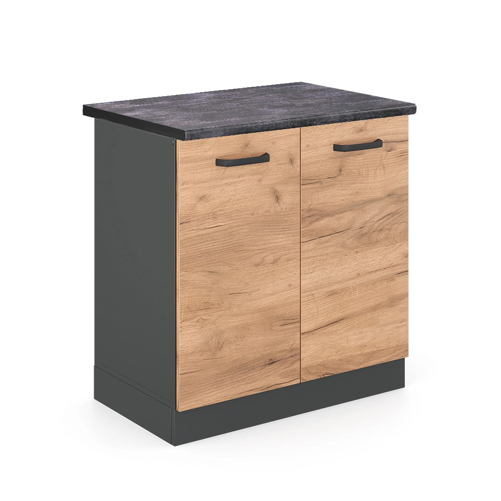 Vicco Mobile lavello cucina Quercia dorata 80 cm , PL Antracite