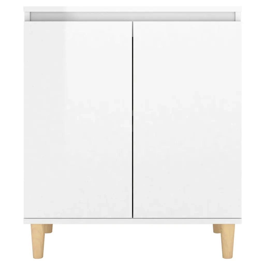 Credenza Gambe Massello Bianco Lucido 60x35x70cm Multistrato 806073