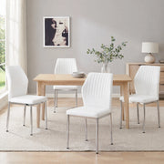SEDIA da pranzo 93 cm PU bianco/argento Set da 4 pezzi