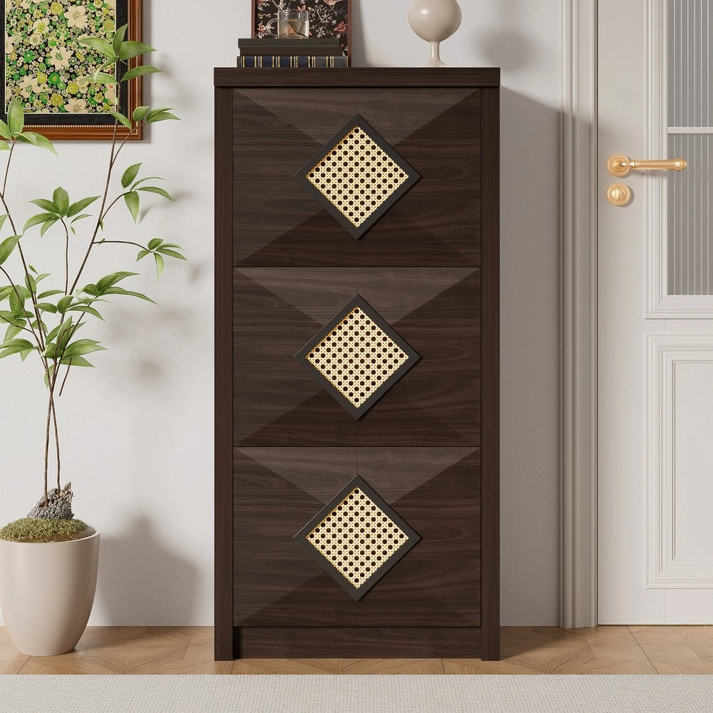 Scarpiera Vintage in Legno con Ante a Ribalta ¨C MINIMAL ¨C Marrone Scuro 54x25x115 cm