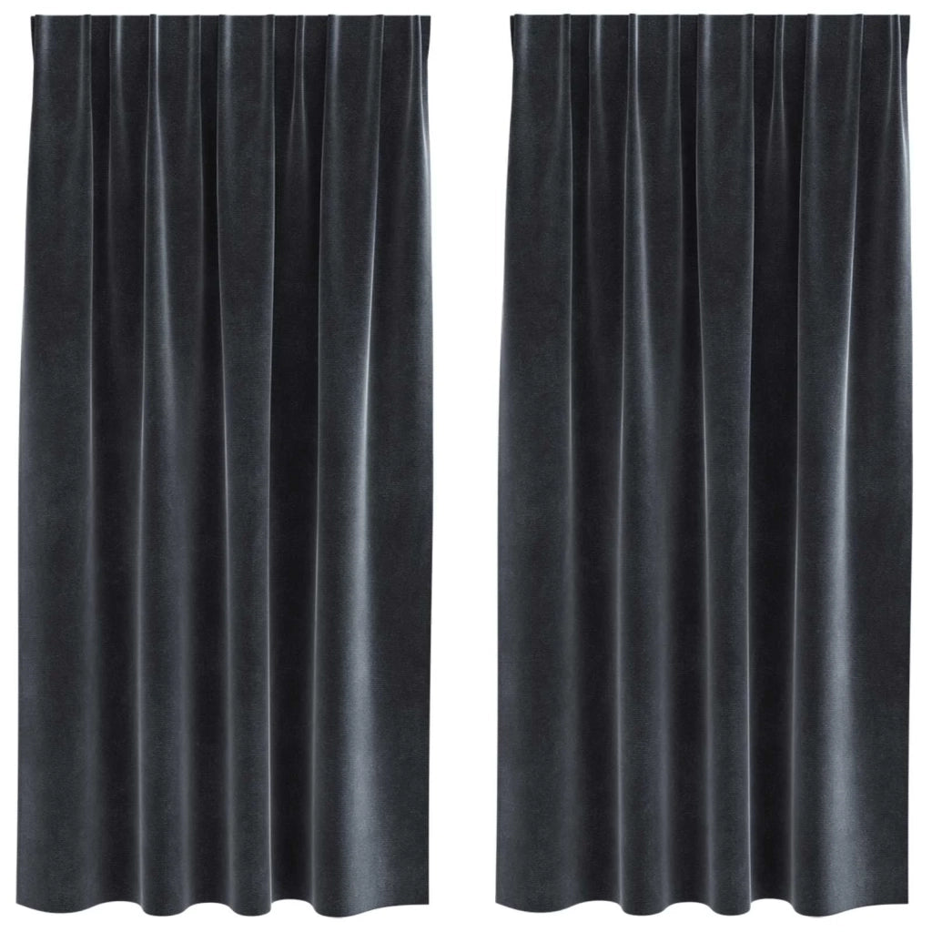 Tende Oscuranti | Tende Blackout 2 pz Grigio scuro 140 x 175 cm Velluto