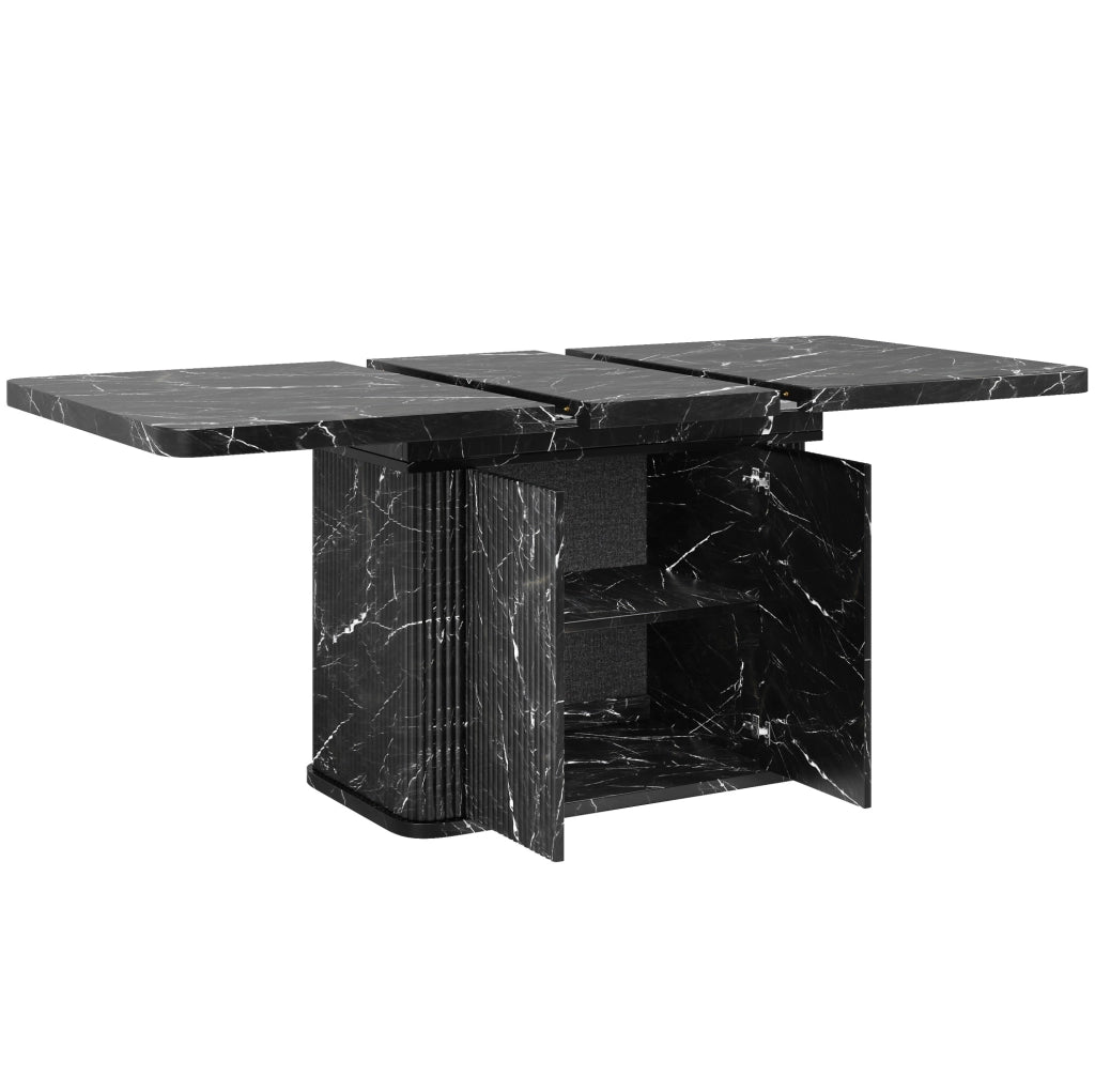 TAVOLO da pranzo estensibile 140-180 cm effetto marmo nero