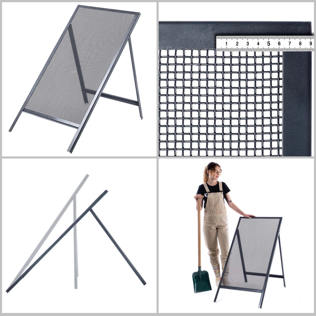 Setaccio da costruzione KADAX per sabbia, terra, muratura, 120x60 cm, ghiaia, maglia 6 mm
