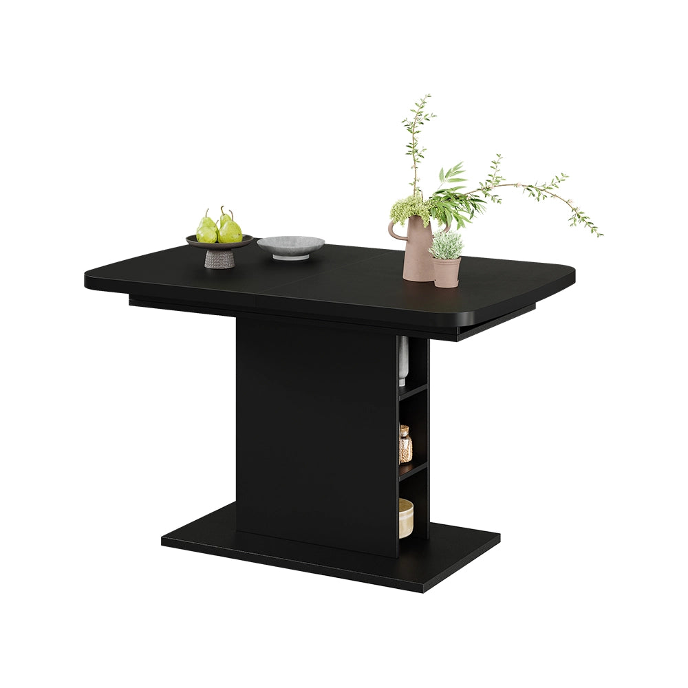 Vicco Tavolo da pranzo Estensibile Nero 120/160 x 80 cm con scomparti aperti