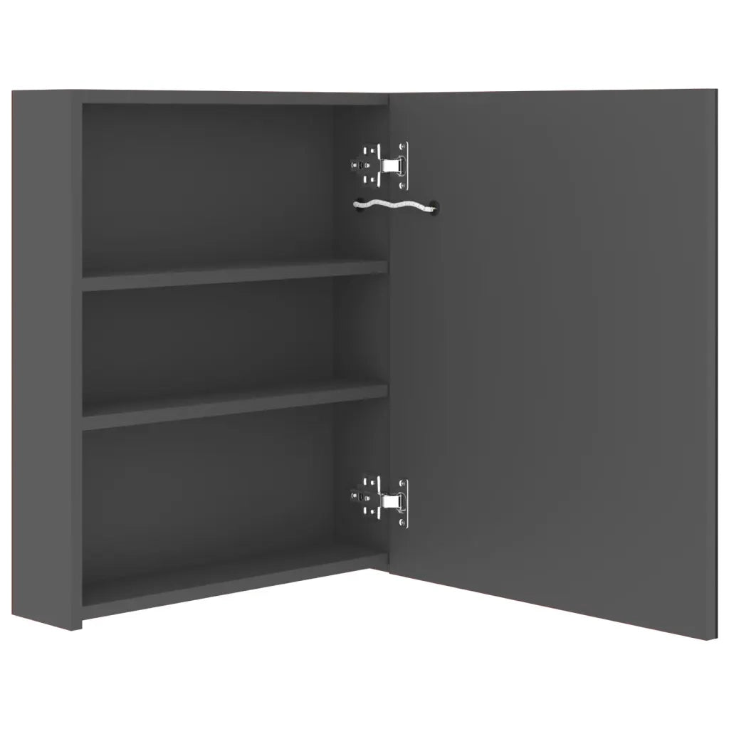Armadietto Bagno con Specchio e LED Grigio 50x14x60 cm 326482