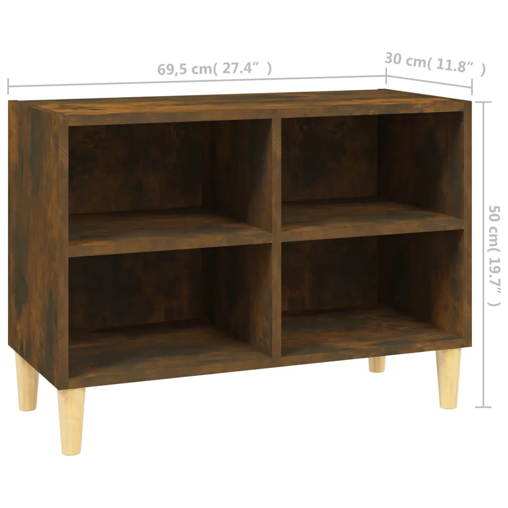 Mobile TV | Armadietto TV | Mobile Porta TV con Gambe in Legno Massello Rovere Fumo 69,5x30x50 cm