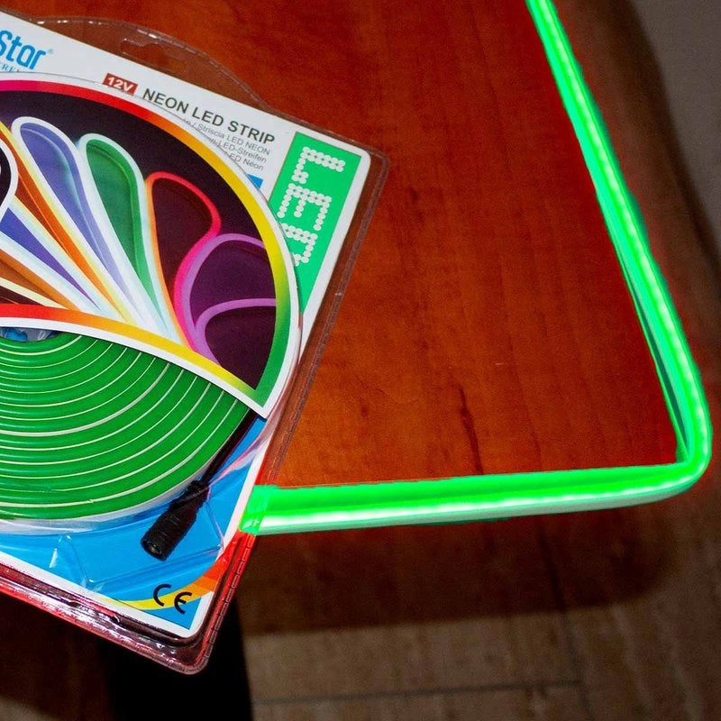 Striscia LED Neon 5M 8.5W/M 12V 120LED Modellabile e Tagliabile IP65 Impermeabile Green Light Angolazione Luce 120
