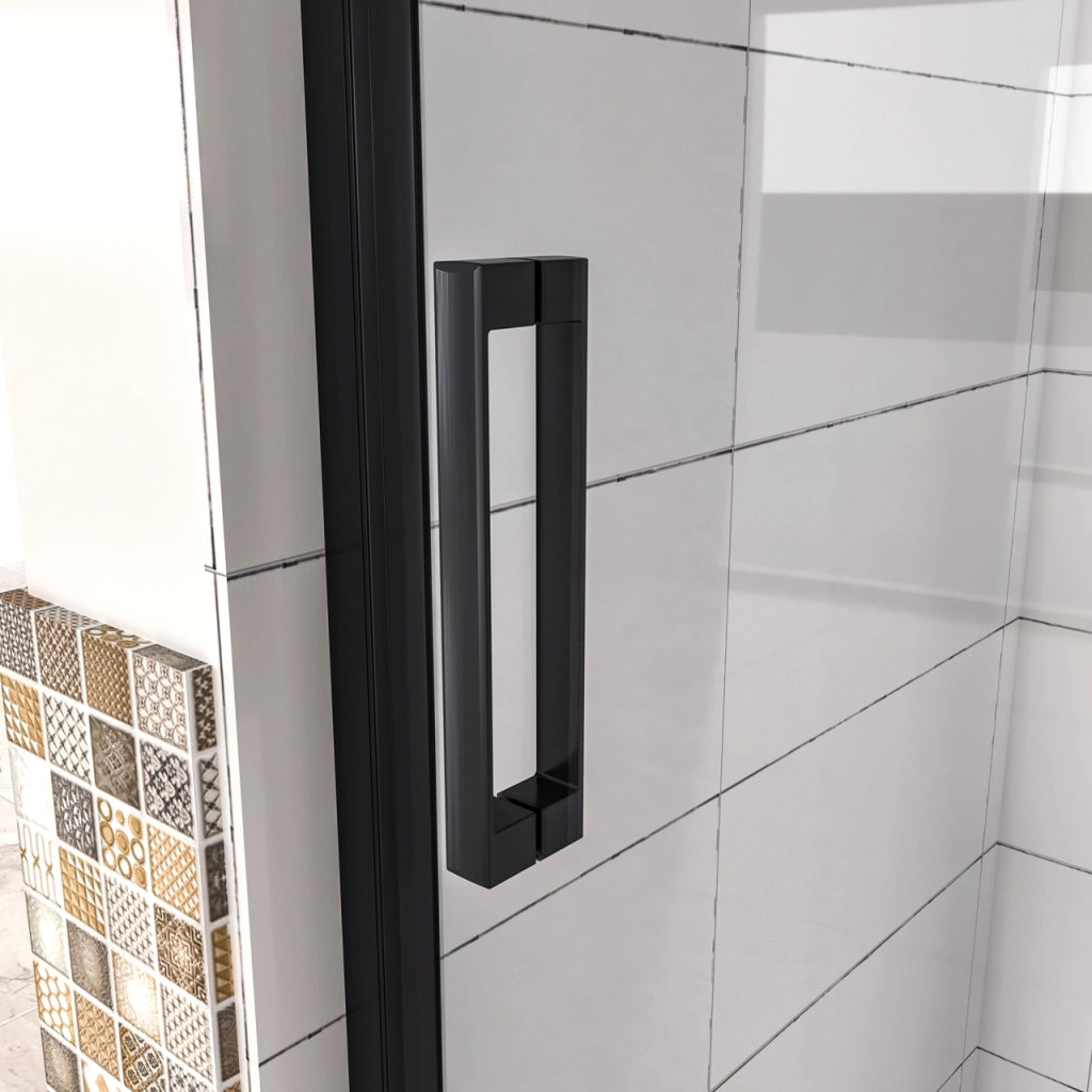 100x185 cm Box Doccia per Nicchia Porta Battente Verso Esterno in Vetro Temperato Trasparente Anticalcare 6 mm Profilo Nero Opaco