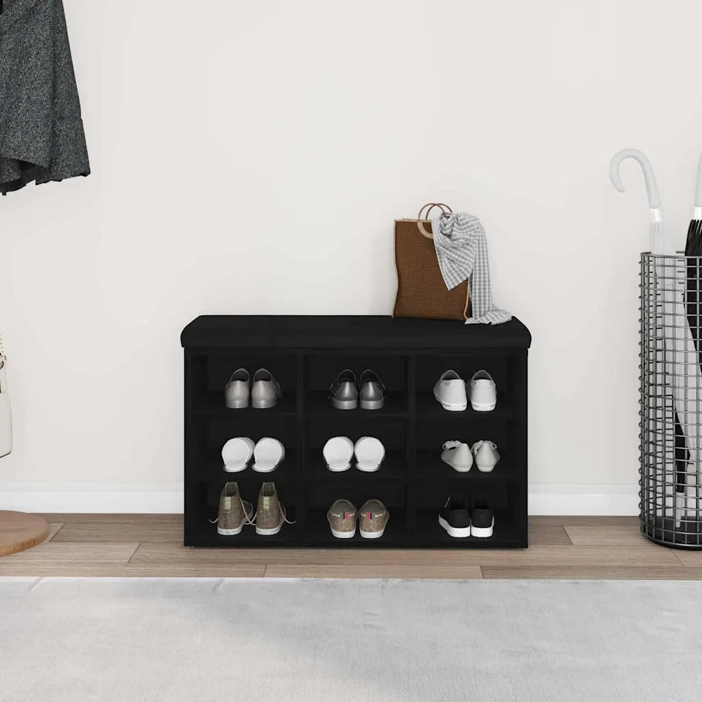 Panca per scarpe Nero 82 x 32 x 50 cm Legno multistrato 862987