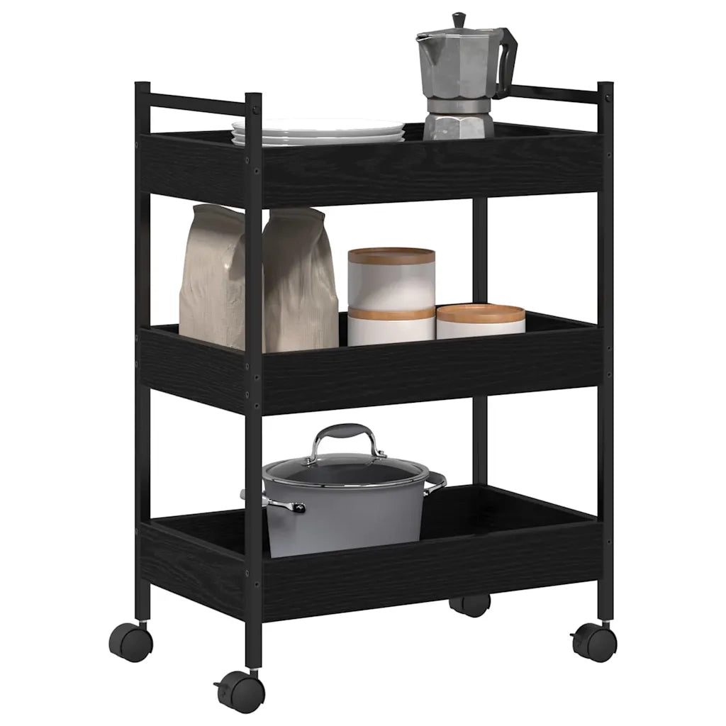 Carrello da Cucina Rovere nero 50 x 30 x 70 cm CFW6674236