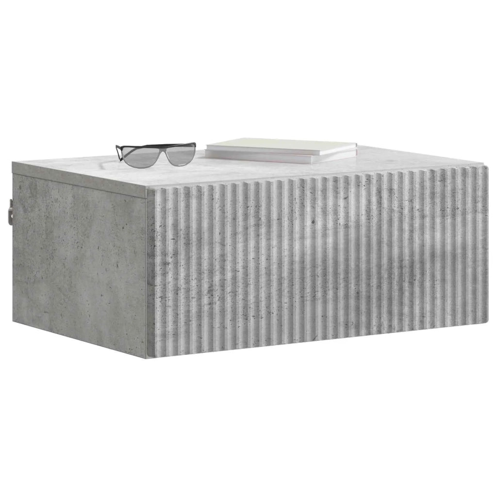 Mobiletto da notte a muro con cassetto 2 pcs Grigio Cemento 898452